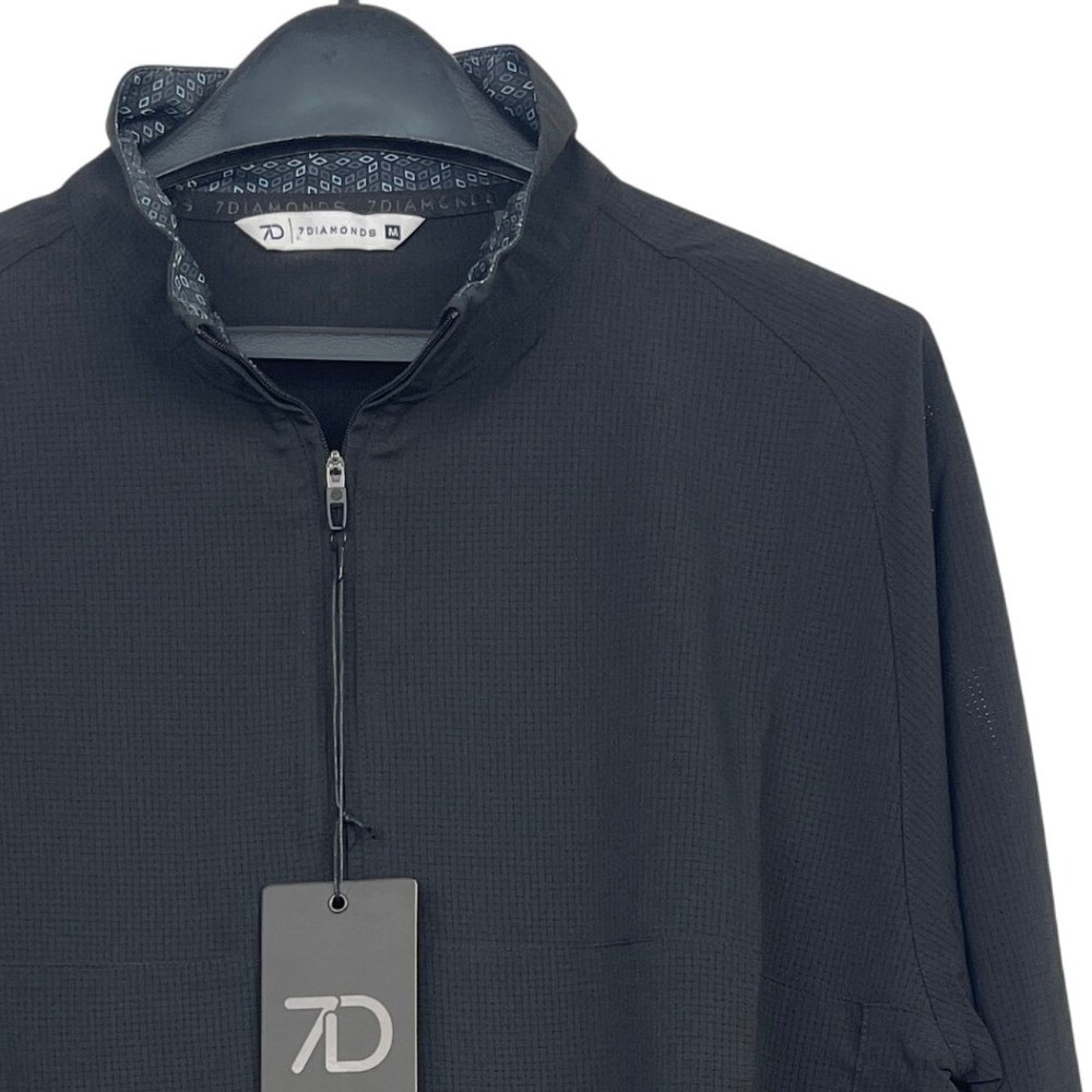 NEW 7 Diamonds Oxygenate Quarter 1/4 Zip Mens M Golf Pullover Black Stretch $125